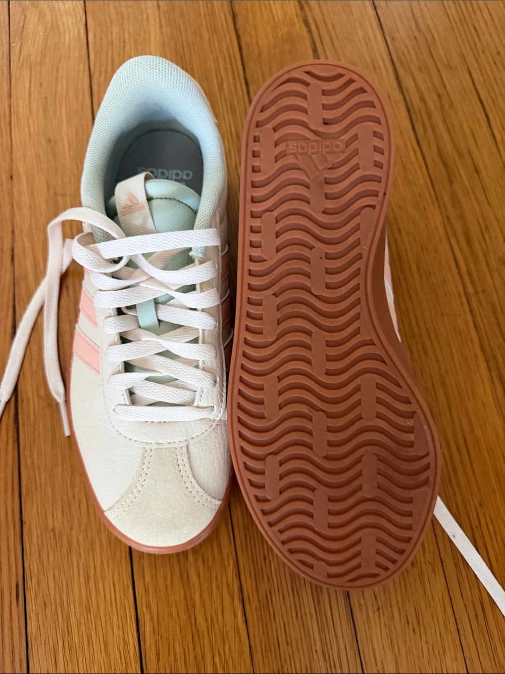 adidas Women’s White Sneakers with Pink Accents